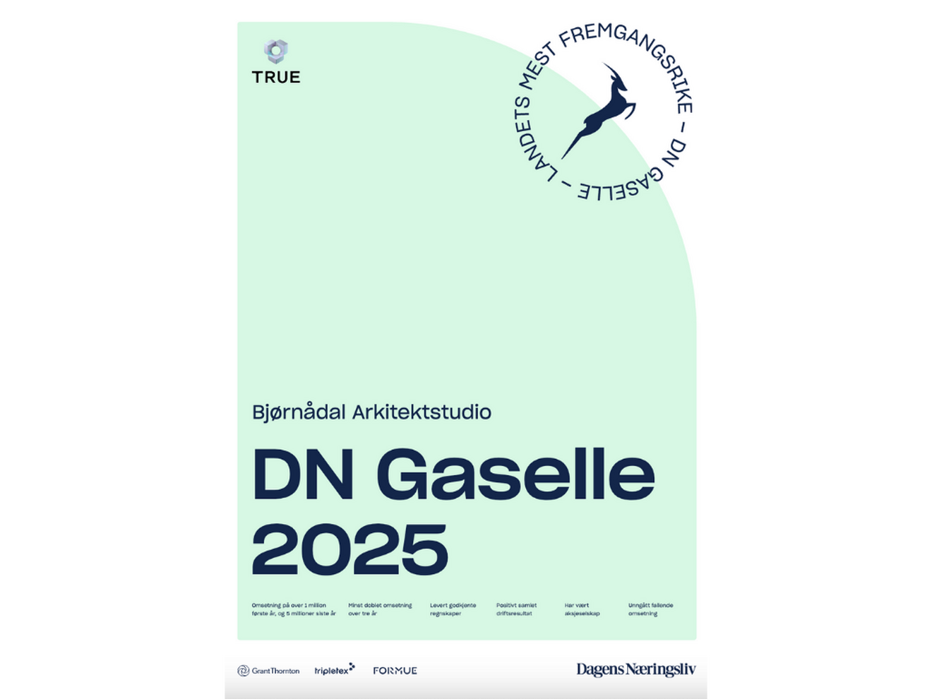 Bjørnådal Arkitektstudio er blitt kåret til Gasellebedrift av Dagens Næringsliv
