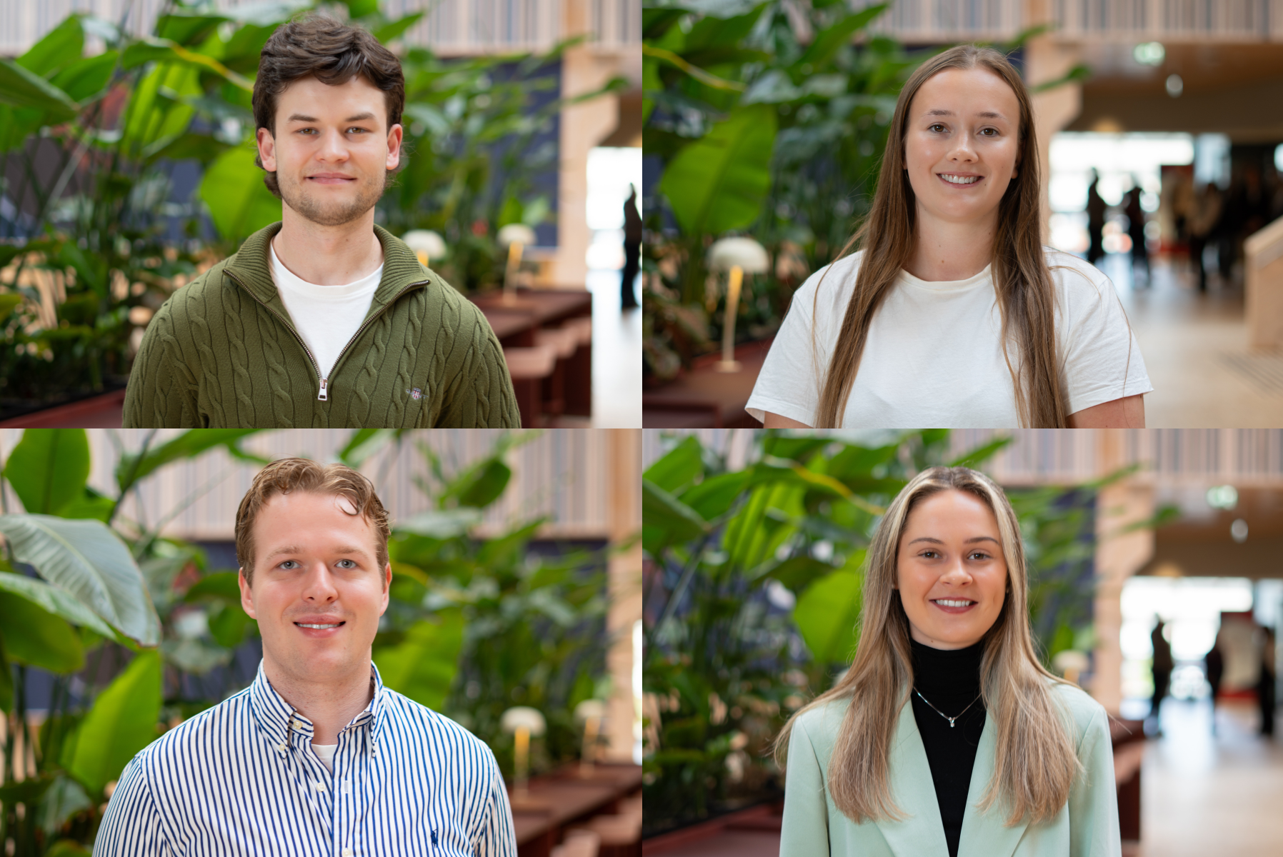 Fra oppe venstre: Simen Grina Bråthen, Camilla Celine Ramsvik. Fra venstre nedre: Alexander Tapper, Andrea Ur Kleppa. Kom Trainee - kull 2026-2028